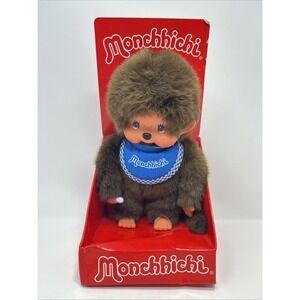 Monchhichi Sekiguchi Classic Blue Bib Boy 8 inch Doll